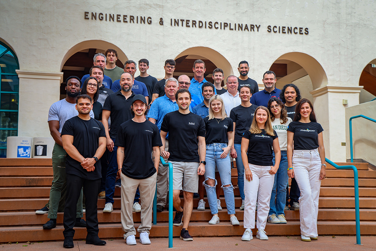 Techstars San Diego Powered by SDSU 2023 Cohort on stairs in front of Engineering and Interdisciplinary Sciences building