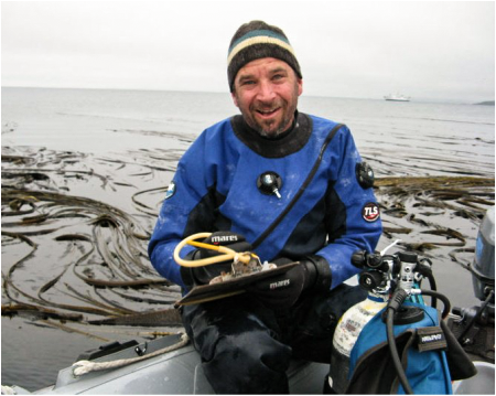 Dr. Edwards in the field (Aleutian Islands). Photo by Brenda Konar.