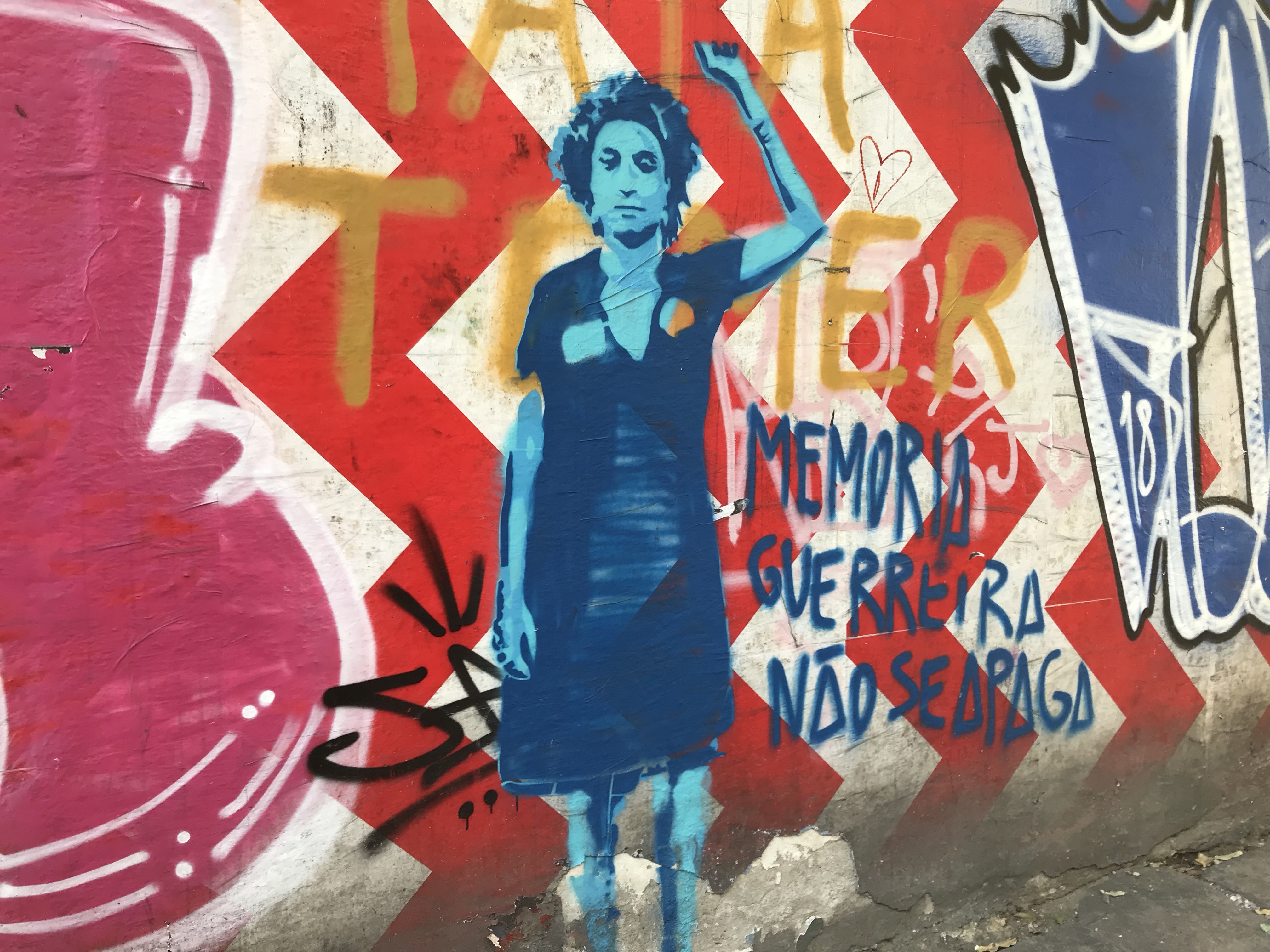 Street art depicting prominent human rights activist, Marielle Franco. Photo by Erika Robb Larkins
