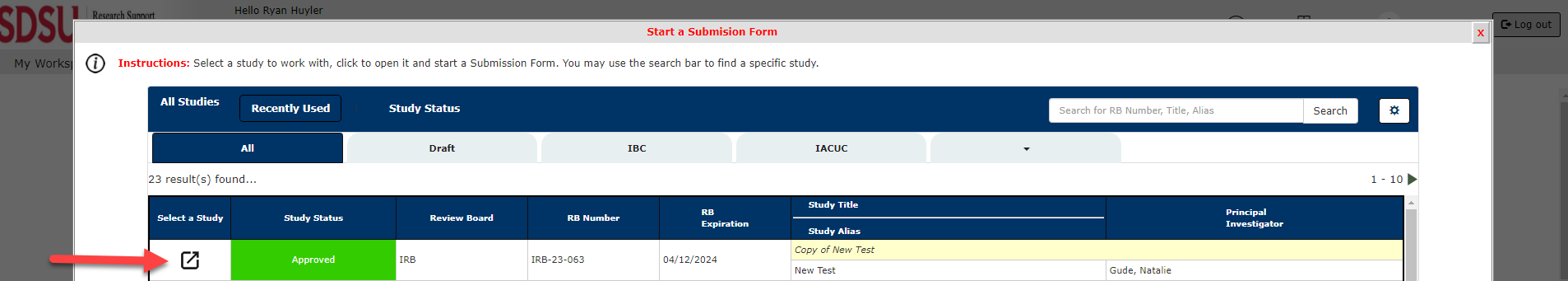 IRB Amendment Form Step 2