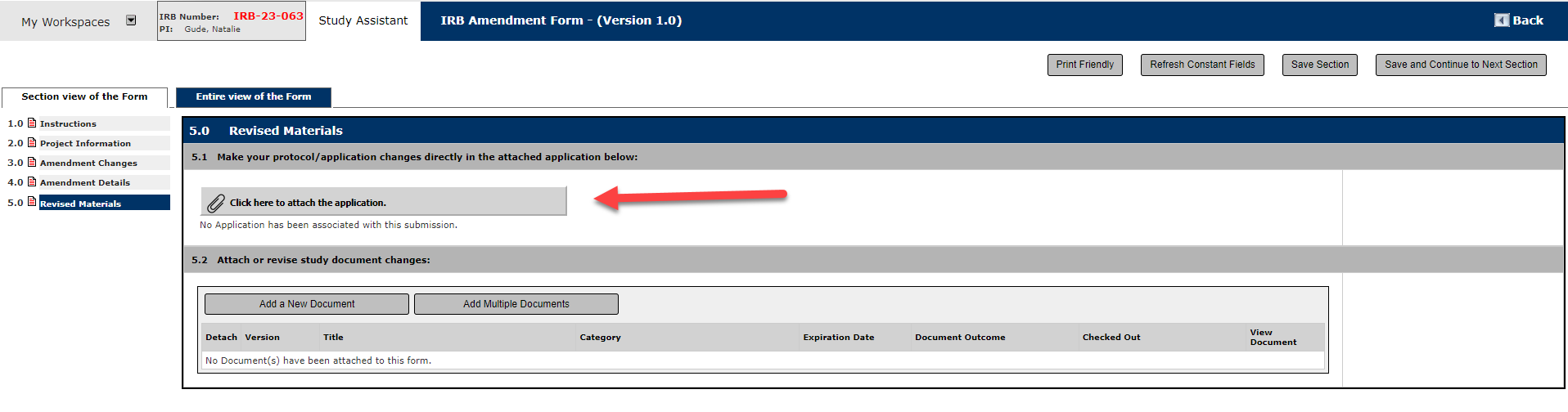 IRB Amendment Form Step 7