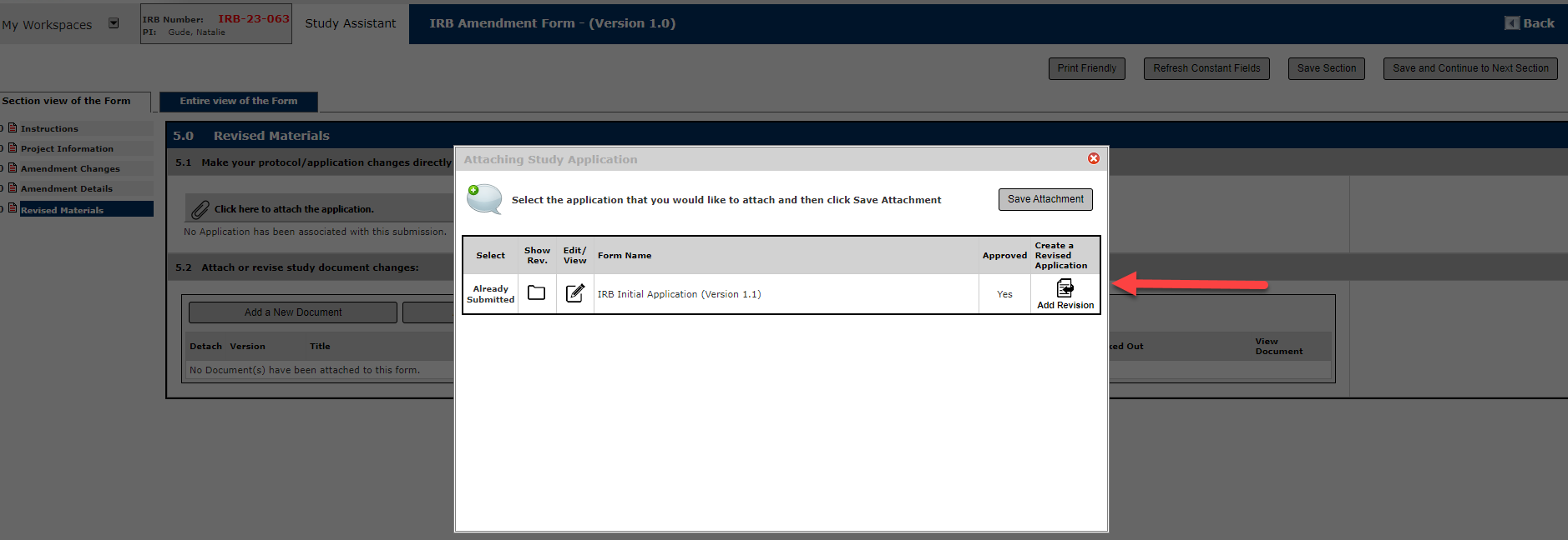 IRB Amendment Form Step 8