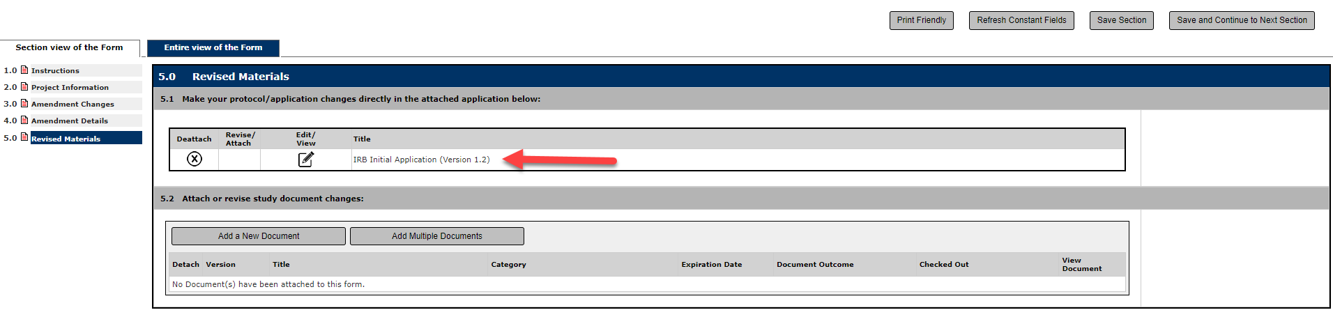 IRB Amendment Form Step 9