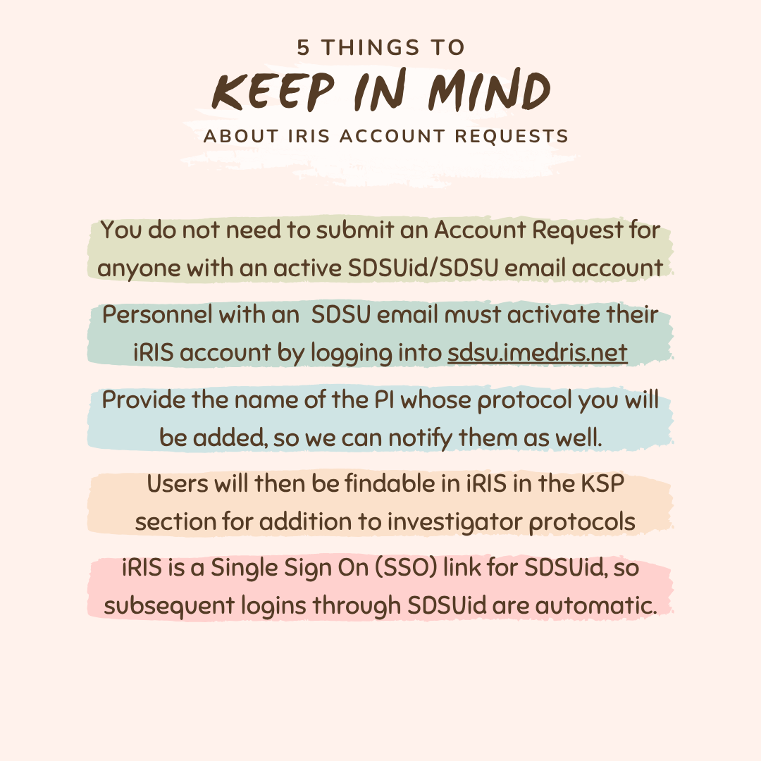 5 things to keep in mind about iRIS Account Requests